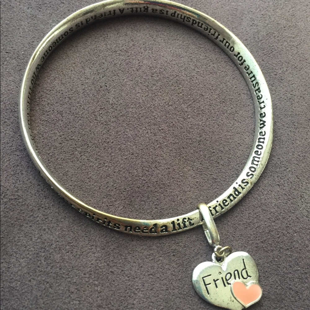 Engraved friendship bracelet with heart charm